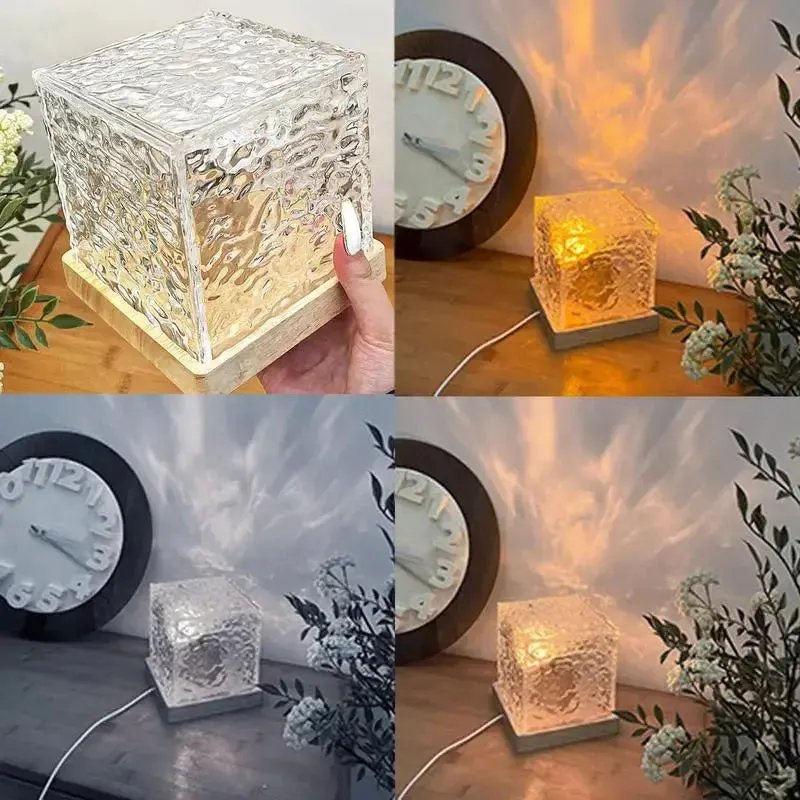 16 Colors Aura Tesseract Lamp Remote Control Cube Tesseract Lamp USB Charging 16 Colors Adjustable Acrylic Night Lamp Crystal Mood