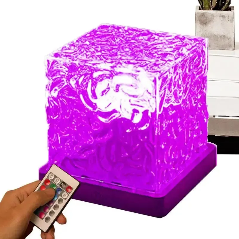 16 Colors Aura Tesseract Lamp Remote Control Cube Tesseract Lamp USB Charging 16 Colors Adjustable Acrylic Night Lamp Crystal Mood