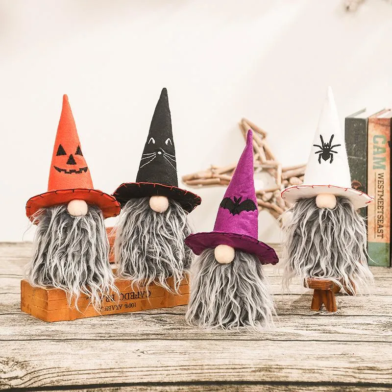 2pcs Halloween Desktop Gnome Adornment Lovely Household Ornament Halloween decorations faceless doll standing doll Rudolph doll