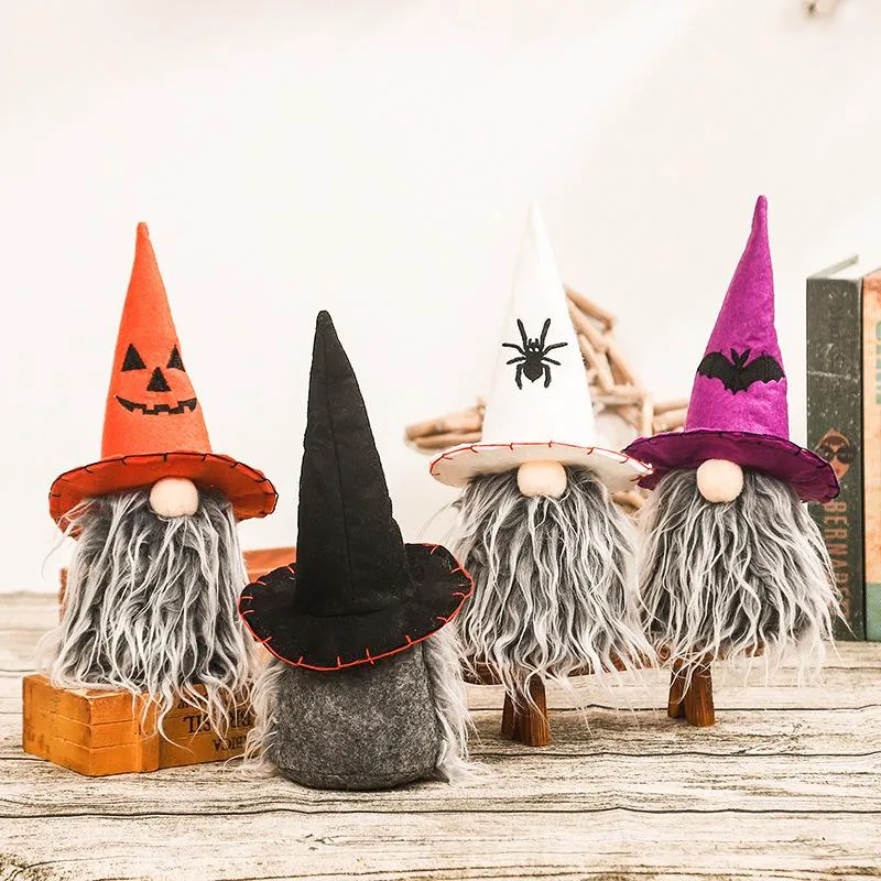 2pcs Halloween Desktop Gnome Adornment Lovely Household Ornament Halloween decorations faceless doll standing doll Rudolph doll