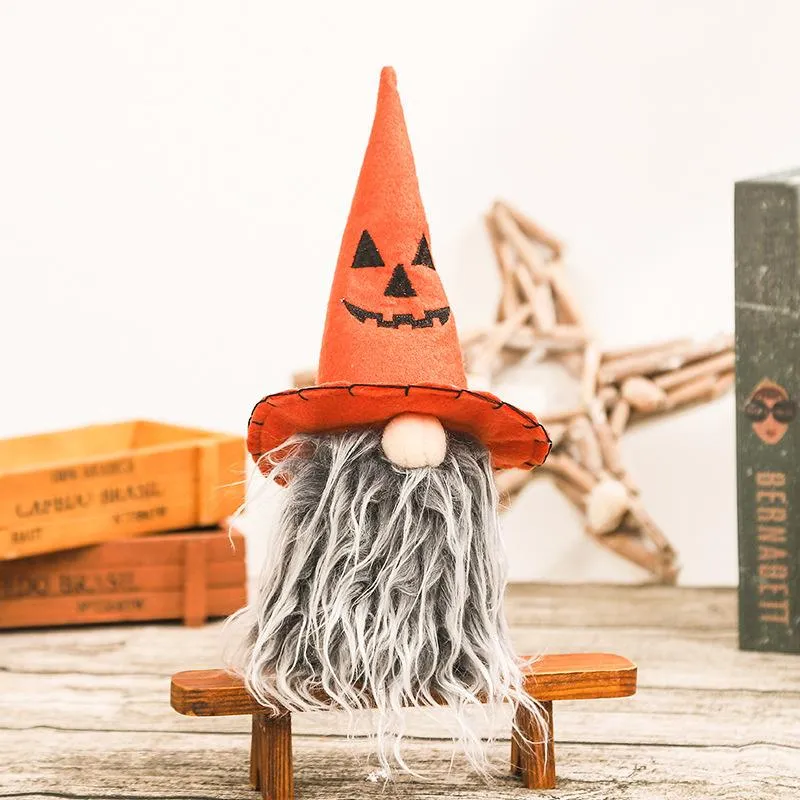 2pcs Halloween Desktop Gnome Adornment Lovely Household Ornament Halloween decorations faceless doll standing doll Rudolph doll