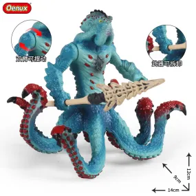 2pcs/Set Animal Model Octopus Monster Water Crab Monster Simulation Solid Western Warcraft with Weapons Battle Octopus Monster Ocean Myth Model Knight
