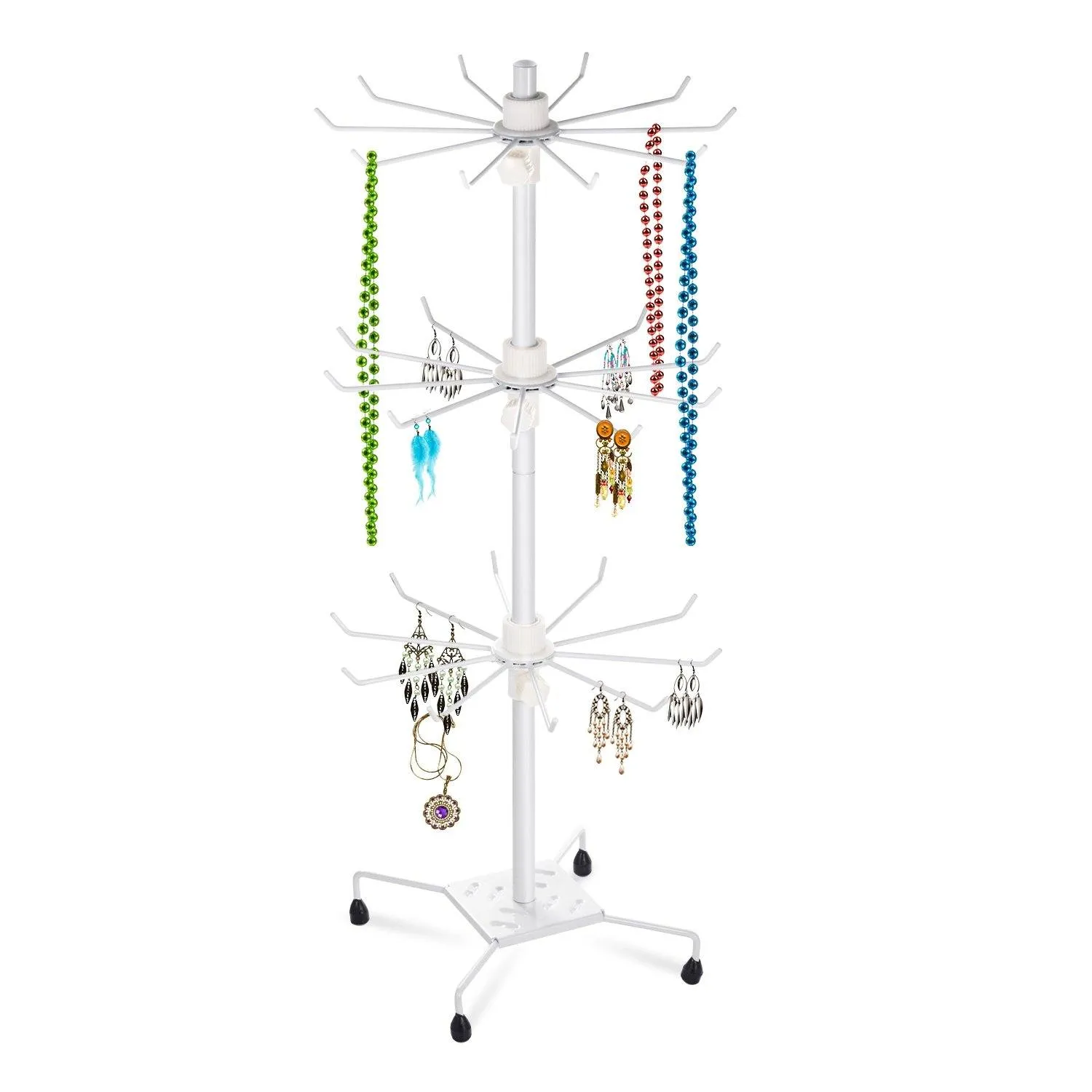 3-Tier Metal Jewelry Rack 30-Hook Necklaces Bracelets Display Stand