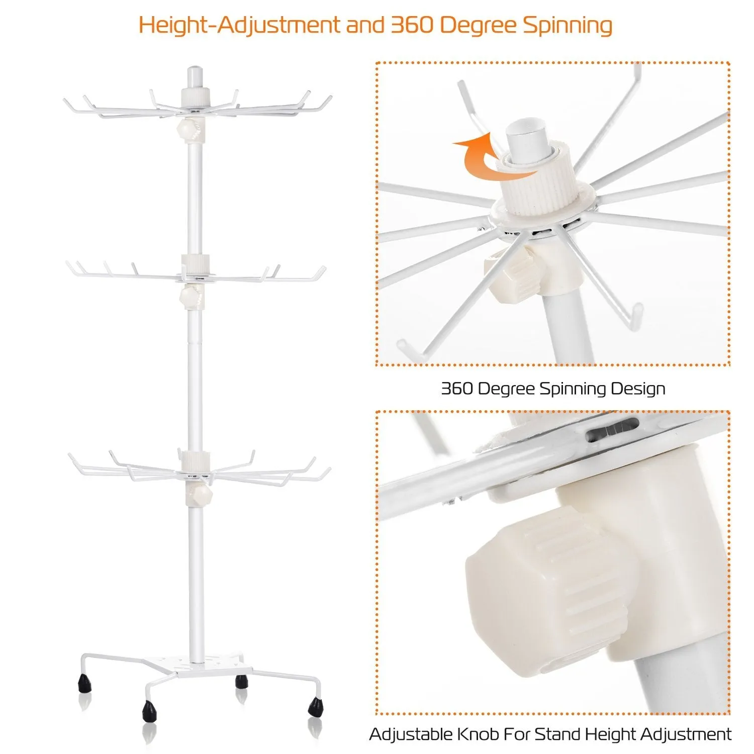 3-Tier Metal Jewelry Rack 30-Hook Necklaces Bracelets Display Stand