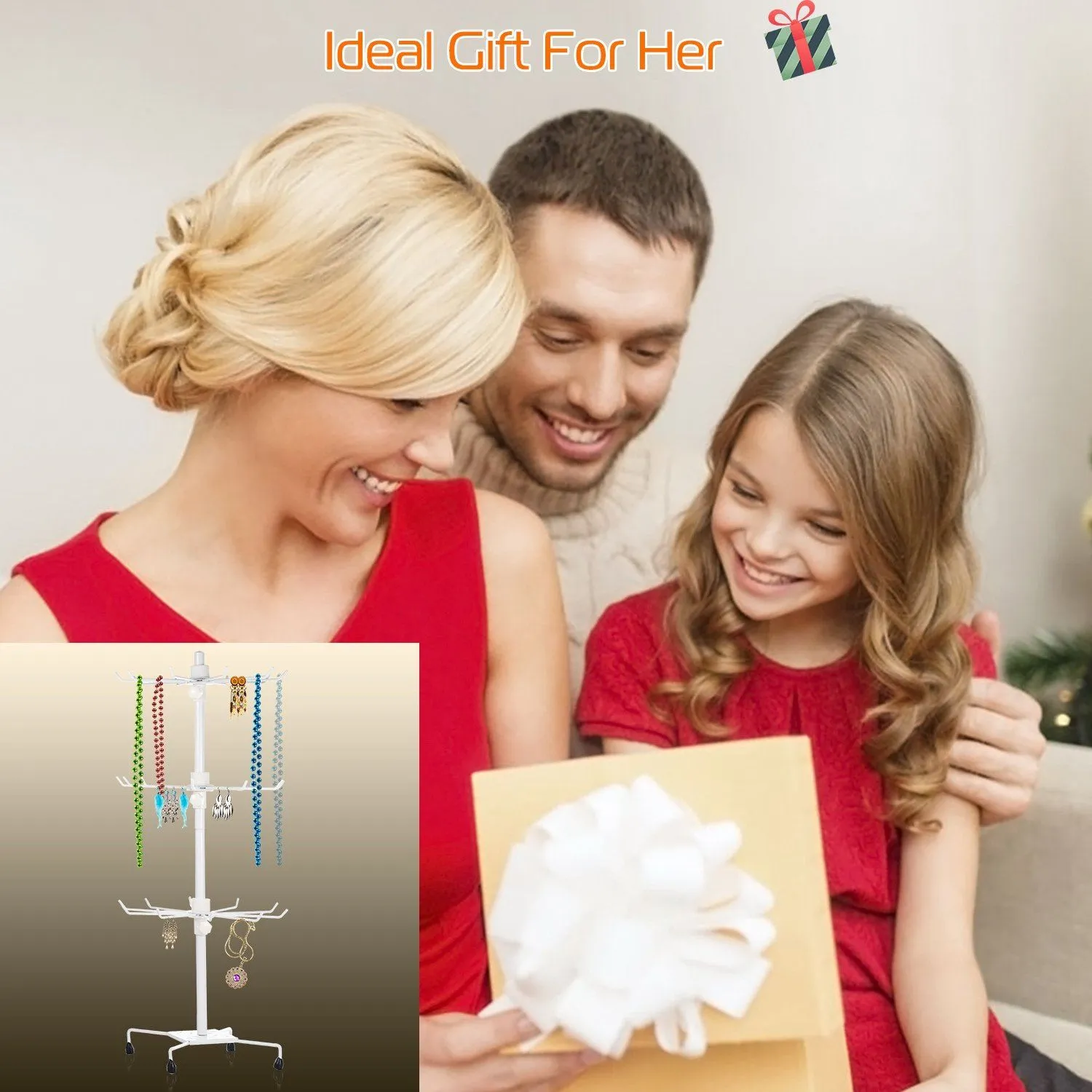 3-Tier Metal Jewelry Rack 30-Hook Necklaces Bracelets Display Stand