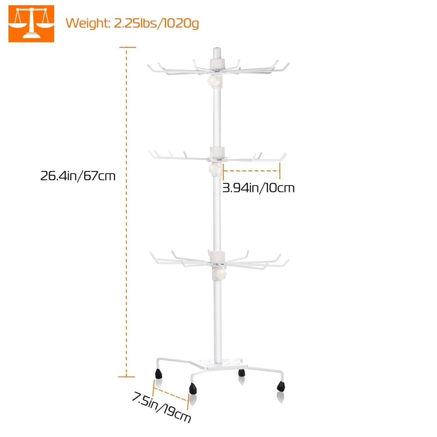 3-Tier Metal Jewelry Rack 30-Hook Necklaces Bracelets Display Stand