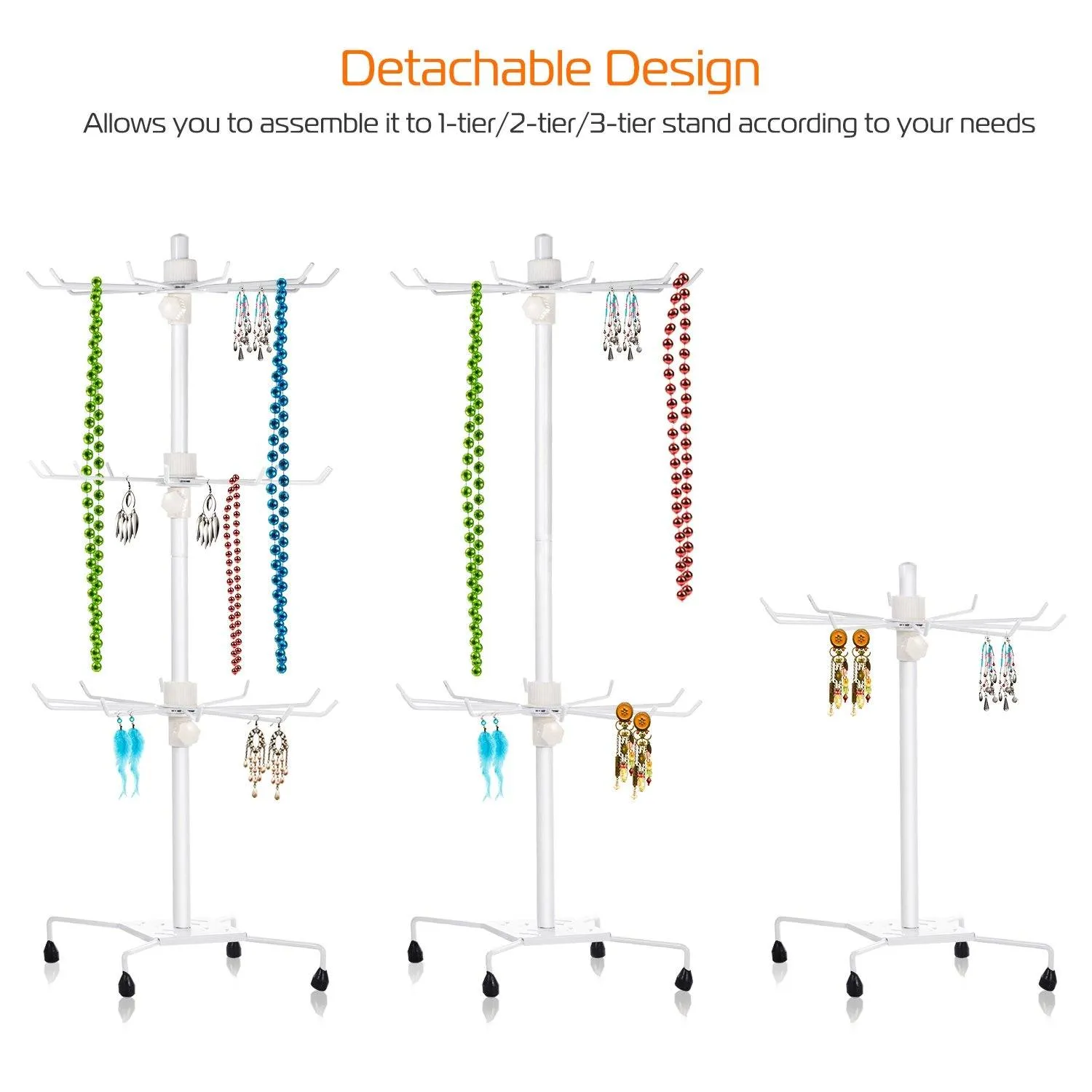3-Tier Metal Jewelry Rack 30-Hook Necklaces Bracelets Display Stand