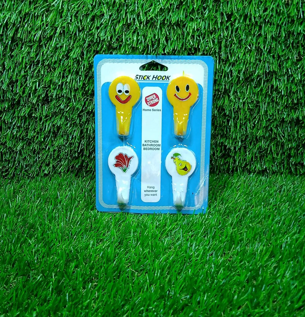 4984 4 PC ADHESIVE HOOK FOR HOLDING STUFFS,KEY AND OTHER ITEMS
