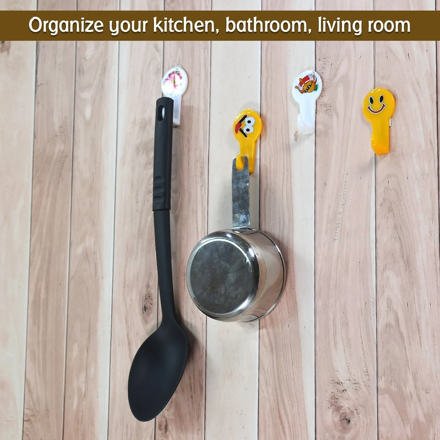 4984 4 PC ADHESIVE HOOK FOR HOLDING STUFFS,KEY AND OTHER ITEMS