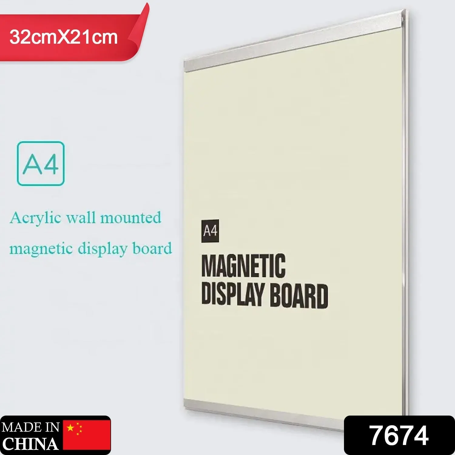 7674  A4 Letter Size Magnetic Frame Self Adhesive Acrylic Business Poster Picture Photo Certificate Document Display Frame Sign Holder Frame, photo frame