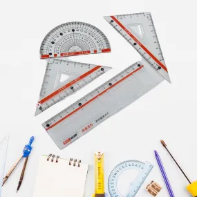 7916 Map Measuring Tool Set with Protractor 30 / 60 45 Degree Triangle Ruler 16 cm Straight Ruler Plastic