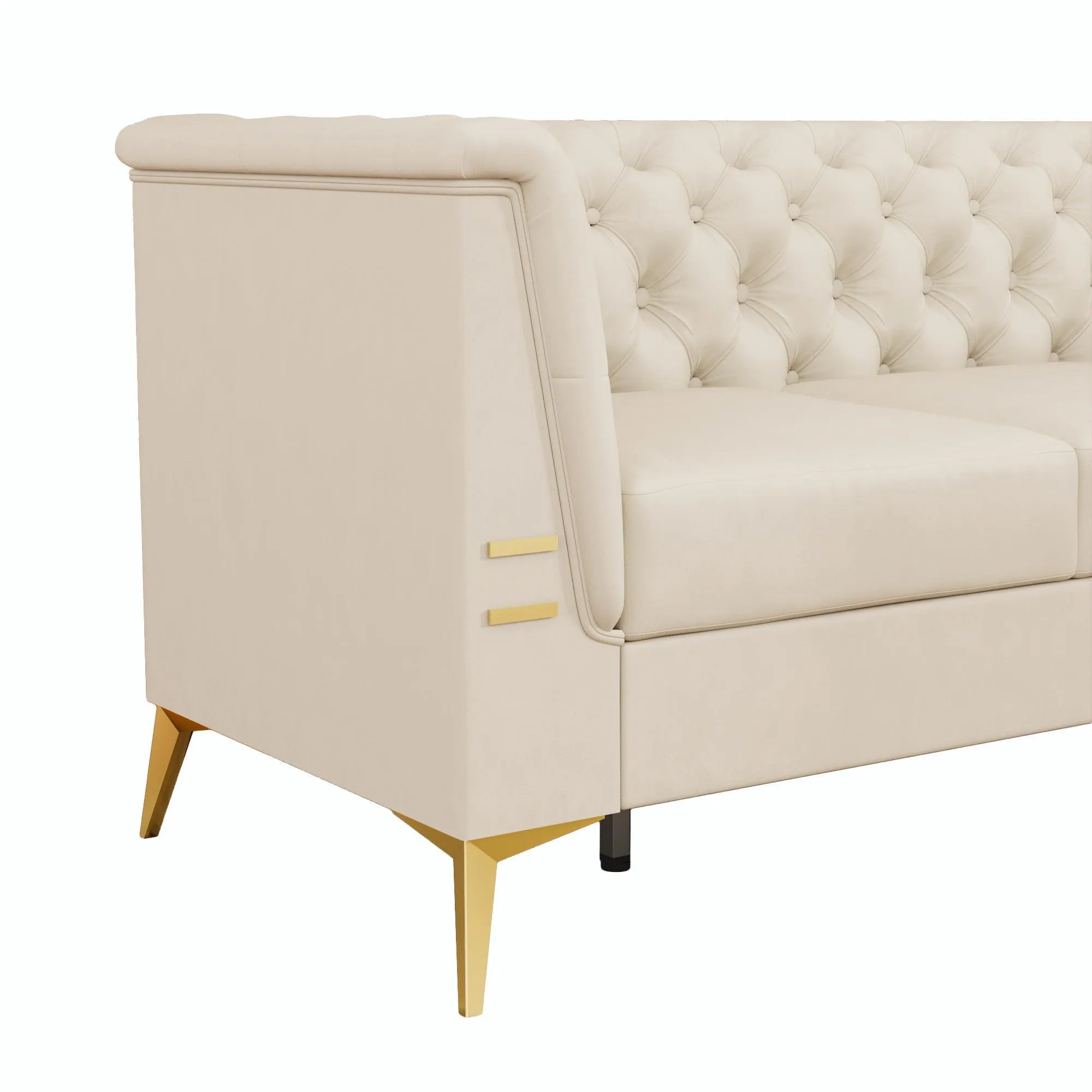 82.7" Modern Velvet Living Room Chesterfield Design Wide Sofa
