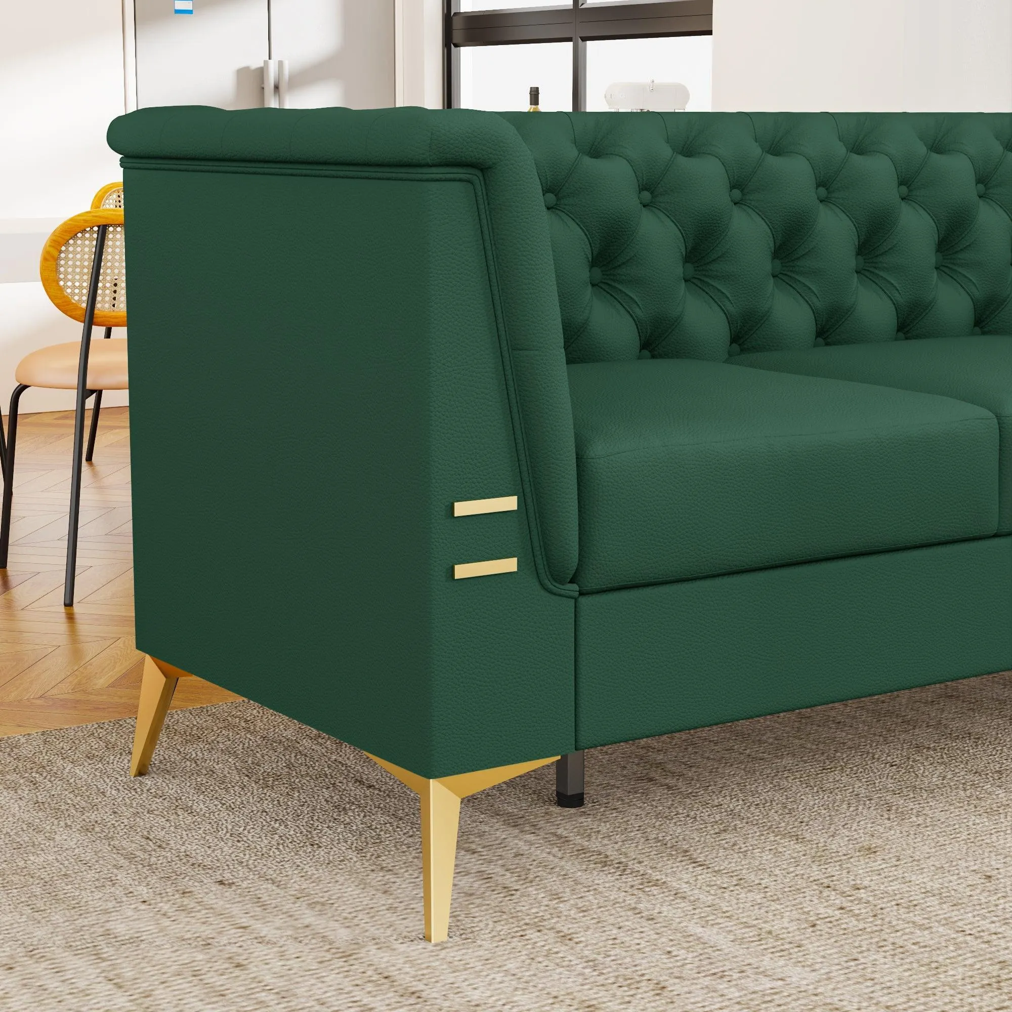 82.7" Modern Velvet Living Room Chesterfield Design Wide Sofa