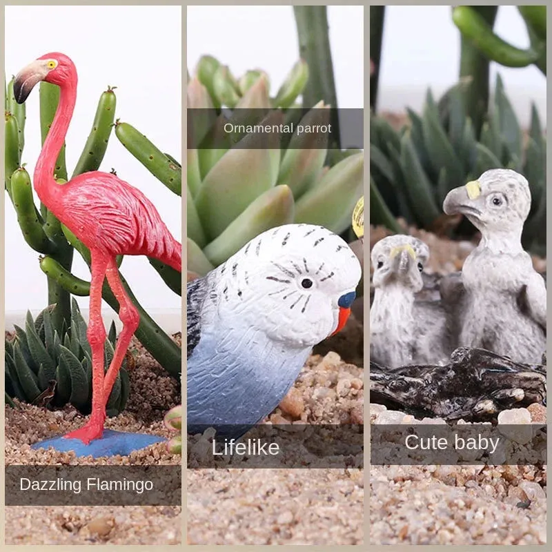 Animal Model Toy Set Flying Bird Bird Eagle Parrot Peacock Flamingo Cake Decorative Ornaments Children's Cognitive Toy