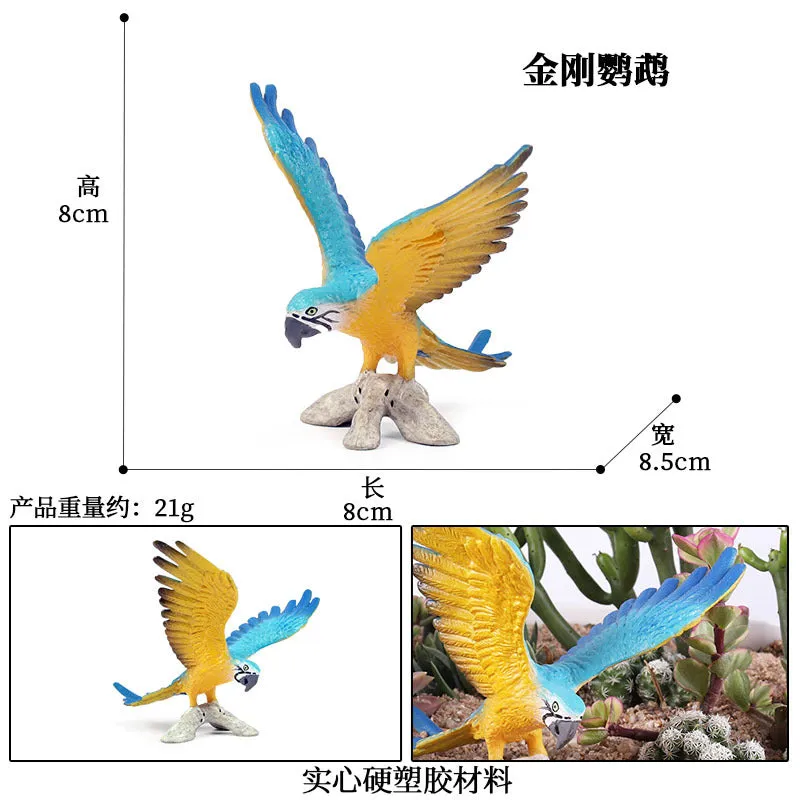 Animal Model Toy Set Flying Bird Bird Eagle Parrot Peacock Flamingo Cake Decorative Ornaments Children's Cognitive Toy