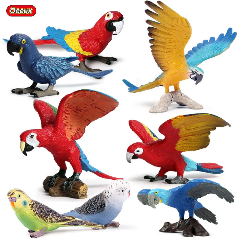 Animal Model Toy Set Flying Bird Bird Eagle Parrot Peacock Flamingo Cake Decorative Ornaments Children's Cognitive Toy