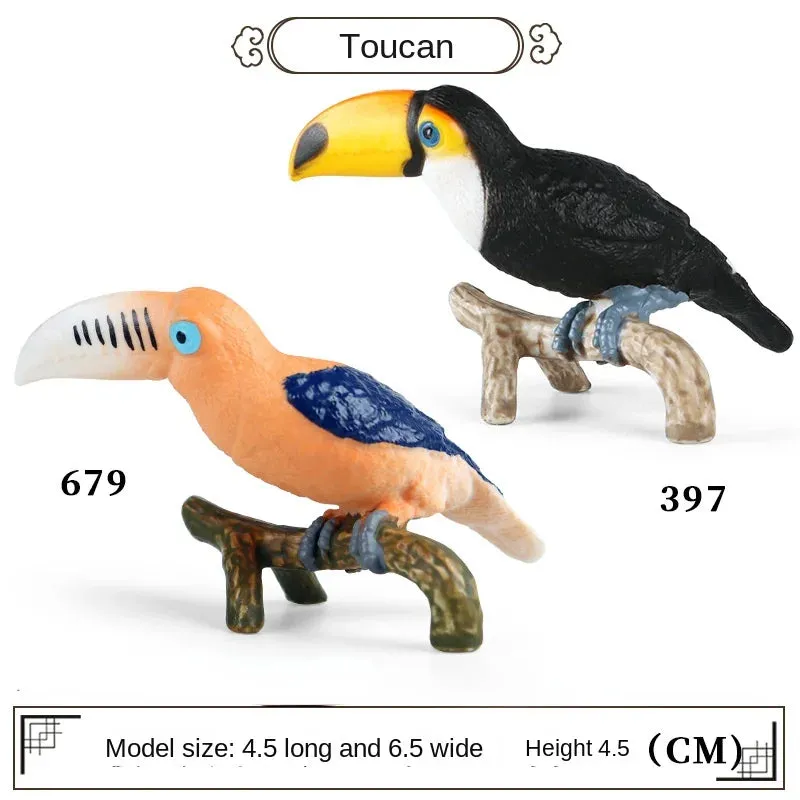 Animal Model Toy Set Flying Bird Bird Eagle Parrot Peacock Flamingo Cake Decorative Ornaments Children's Cognitive Toy