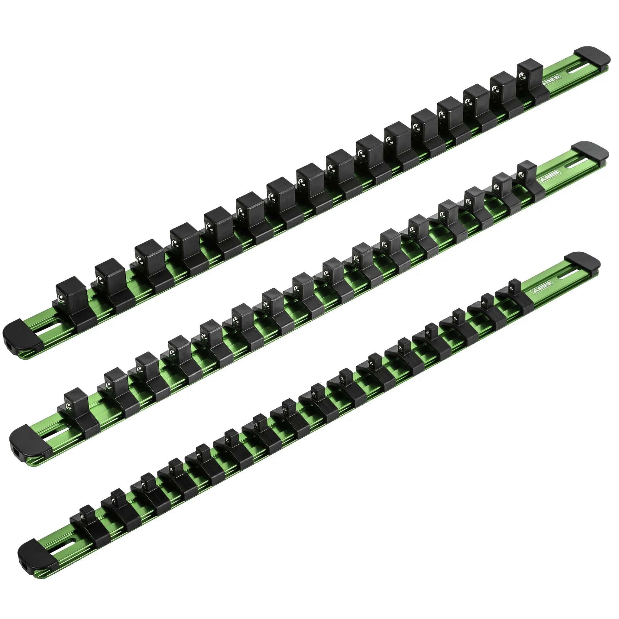 ARES 60126 - 3-Piece Green 17-Inch Aluminum Socket Rail Set with Locking End Caps