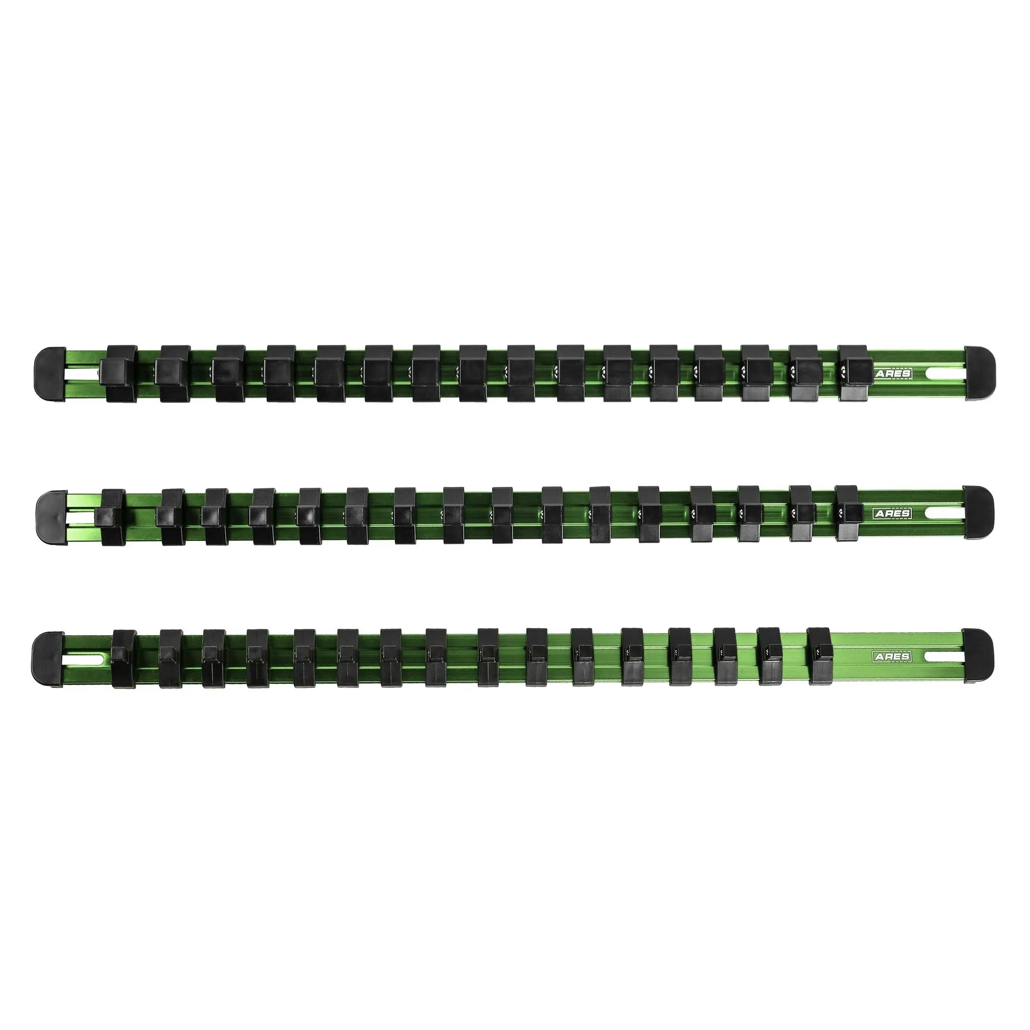 ARES 60126 - 3-Piece Green 17-Inch Aluminum Socket Rail Set with Locking End Caps