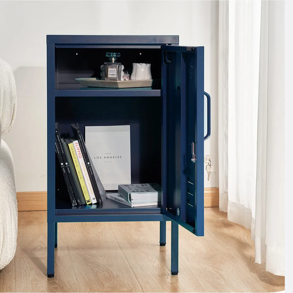 ArtissIn Mini Metal Locker Storage Shelf Organizer Cabinet Bedroom Blue