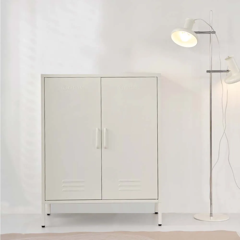 ArtissIn Sweetheart Metal Locker Storage Shelf Organizer Cabinet Buffet Sideboard White