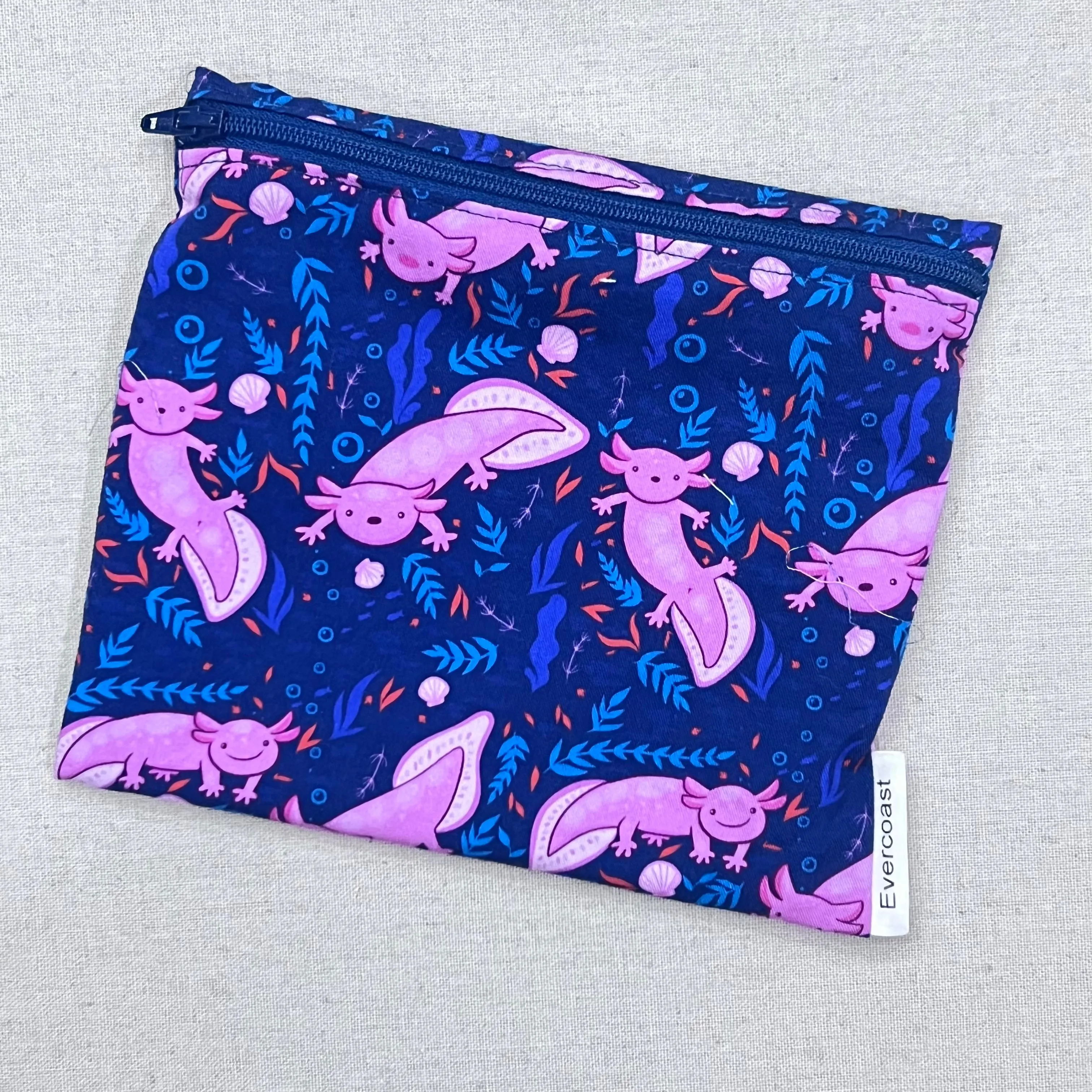 Axolotls on Blue Reusable Sandwich Bag