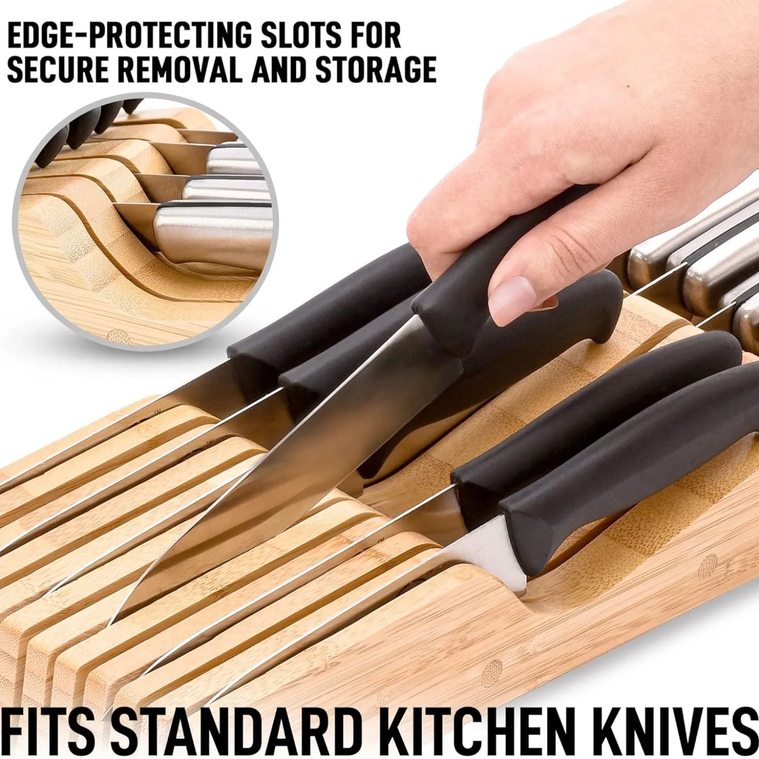 Bamboo Knife Drawer Organizer Tray