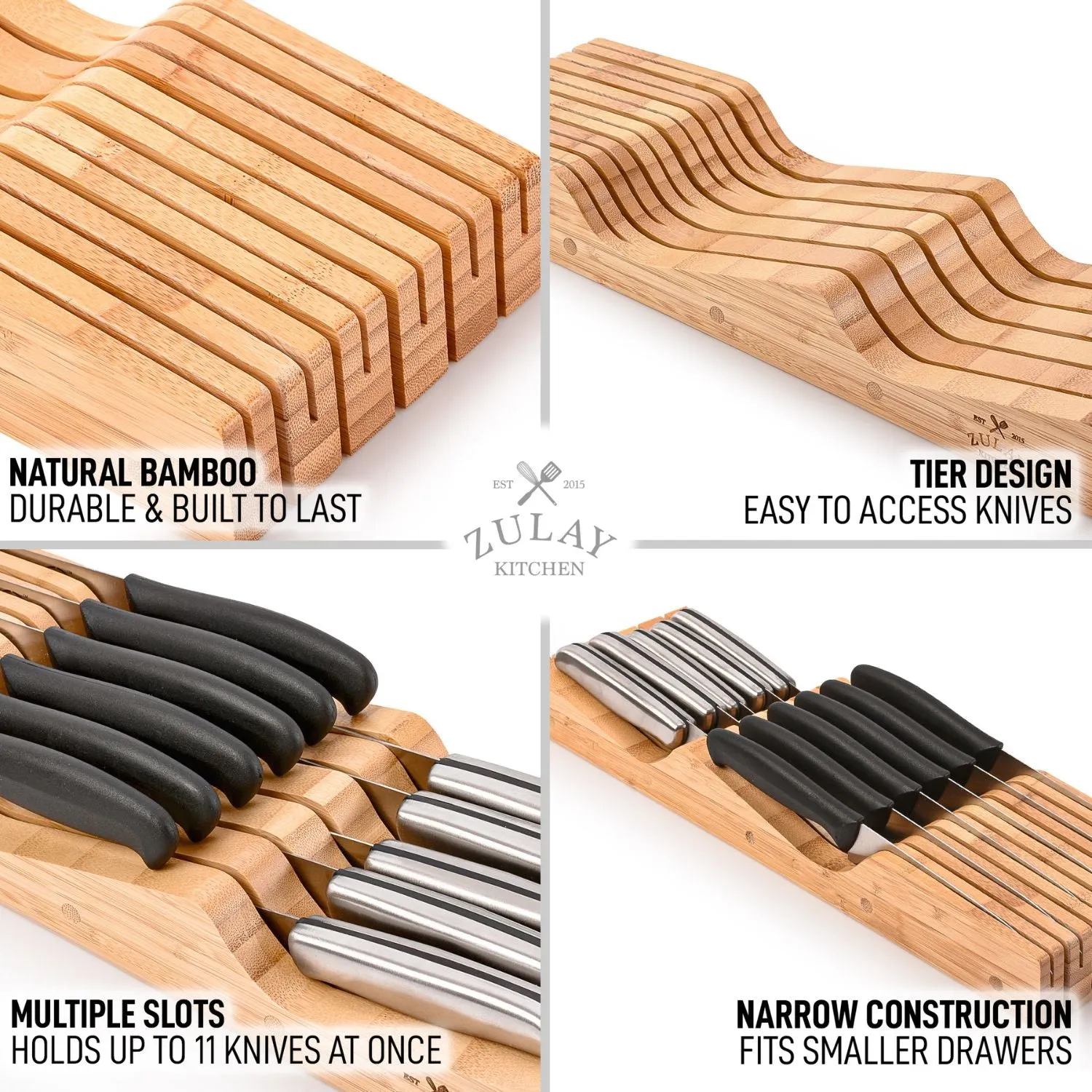 Bamboo Knife Drawer Organizer Tray
