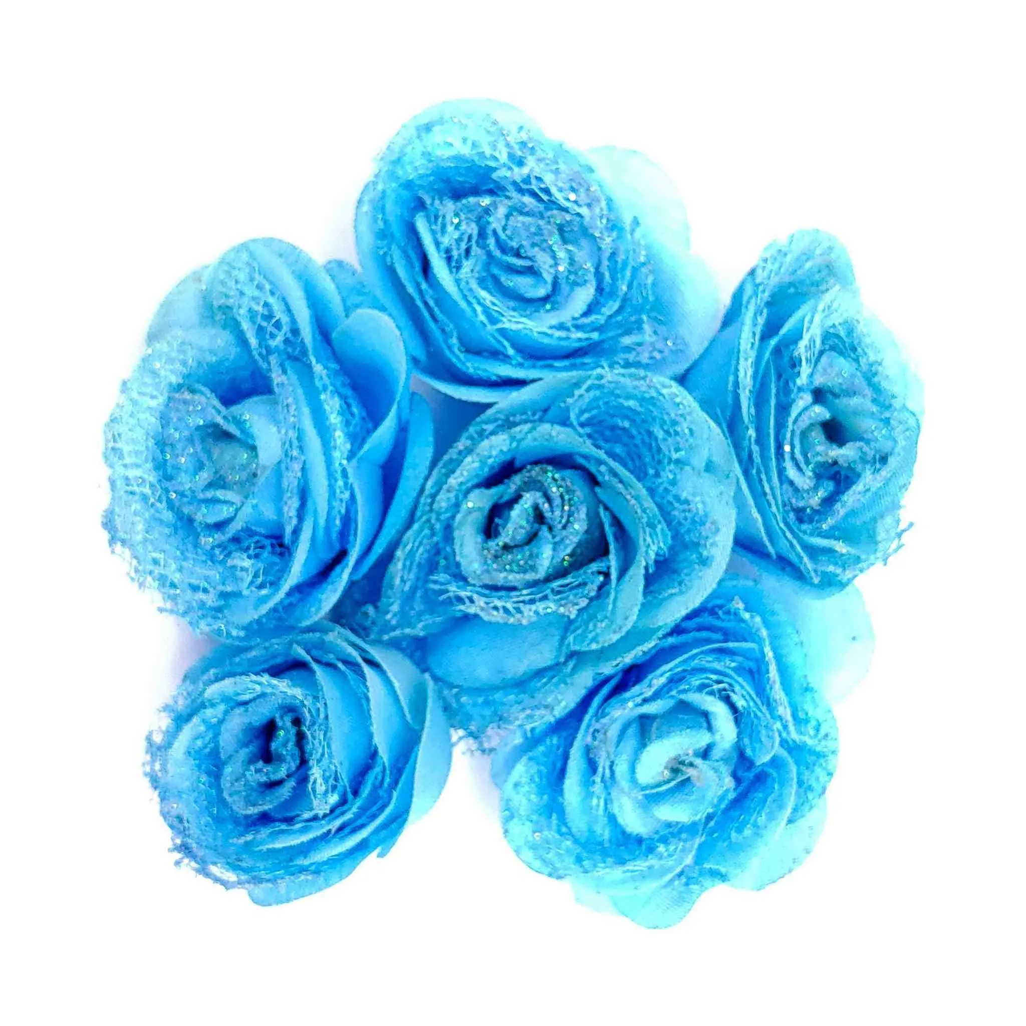 Beautiful Big Fabric Rose Flowers with Net for DIY Craft, Trousseau Packing or Decoration - Design 37