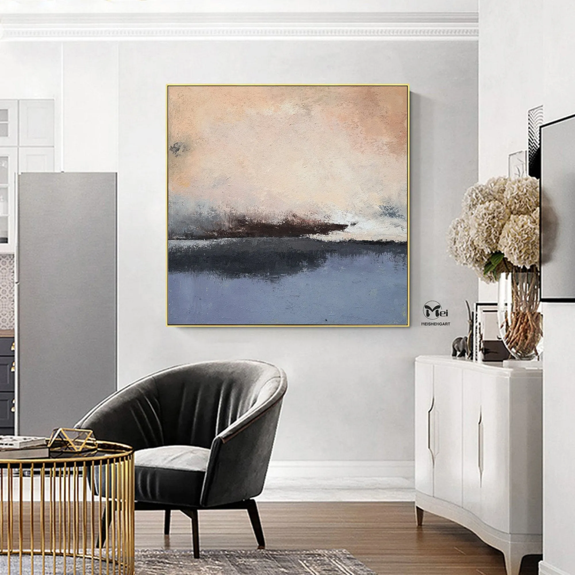 Beige And Grey Painting Texture Art Contemporary Art For Living Room Kp019