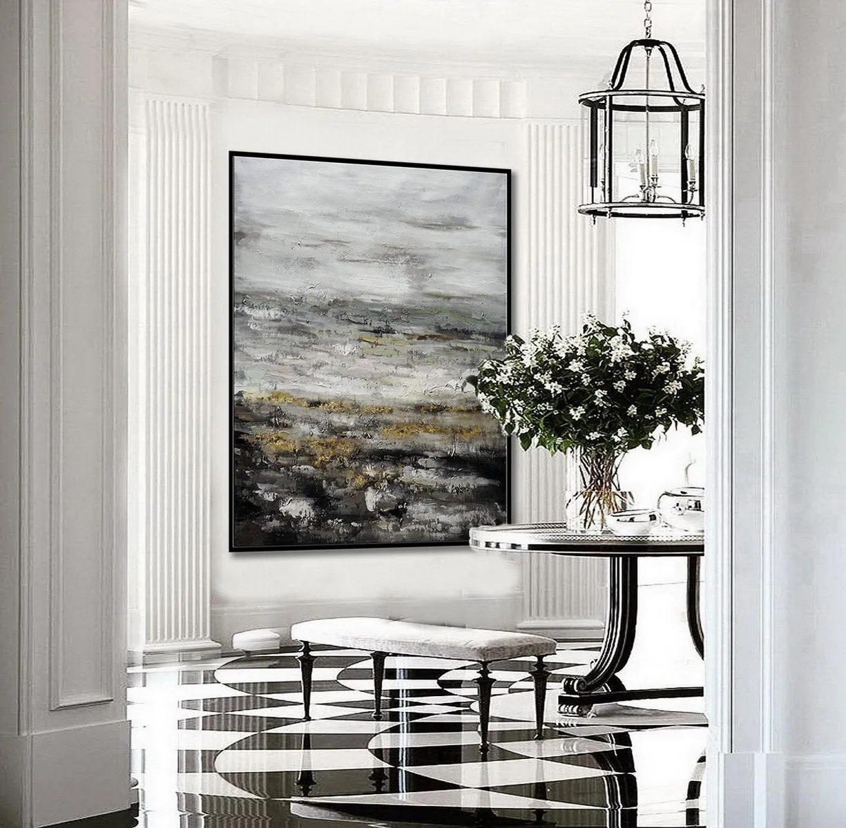 Black Gray Brown Contemporary Art Thick Heavy Texture Painting Sp011