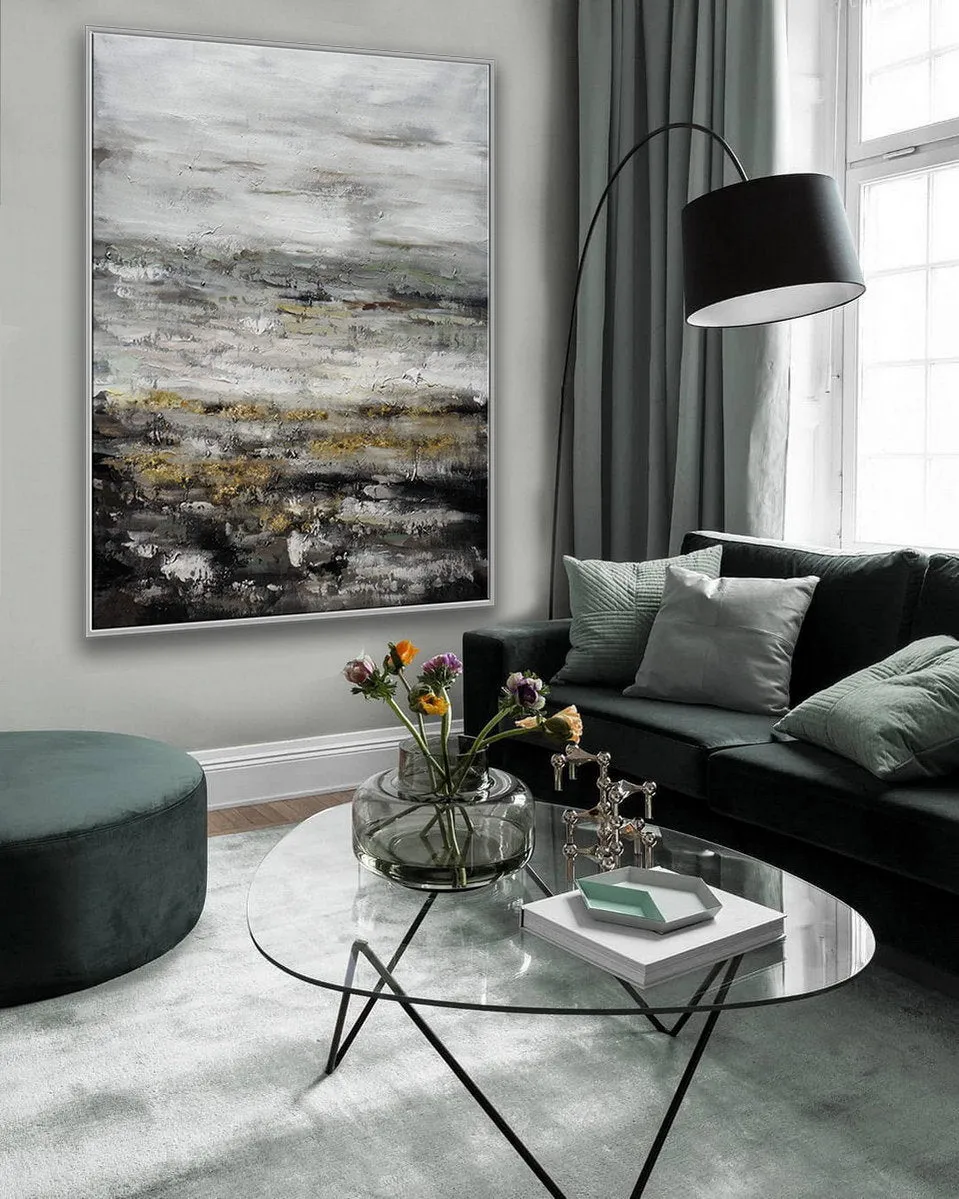 Black Gray Brown Contemporary Art Thick Heavy Texture Painting Sp011