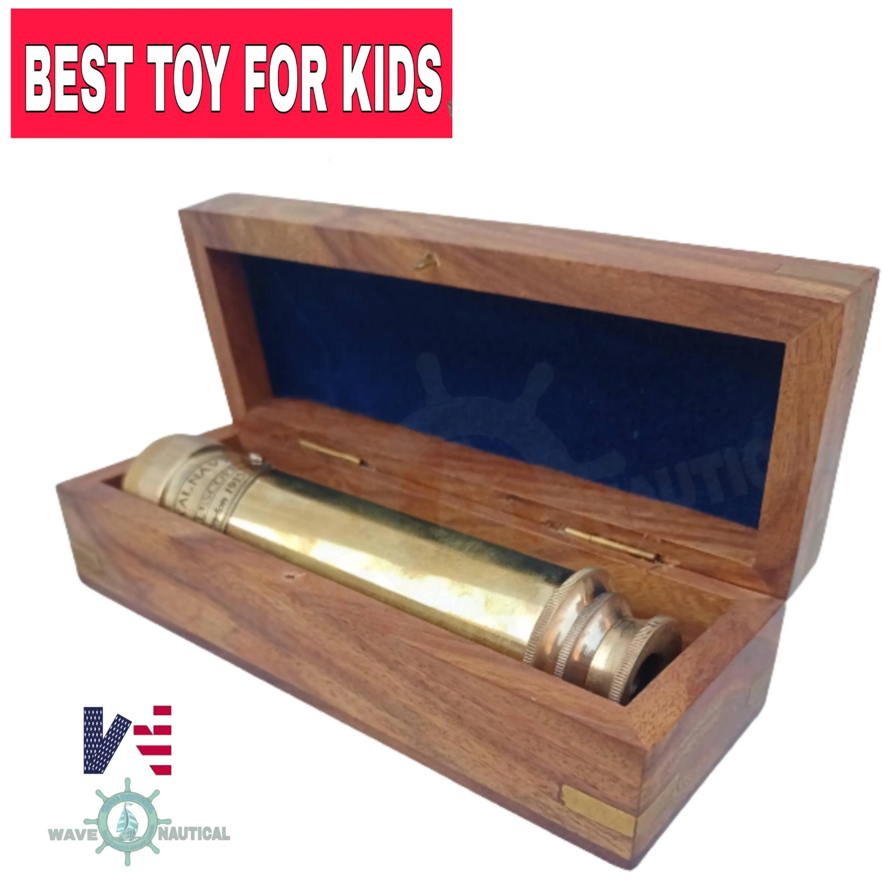 Brass Telescope with Solid Wood Box Handmade Brass Telescope with Lens Cover
