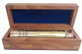 Brass Telescope with Solid Wood Box Handmade Brass Telescope with Lens Cover