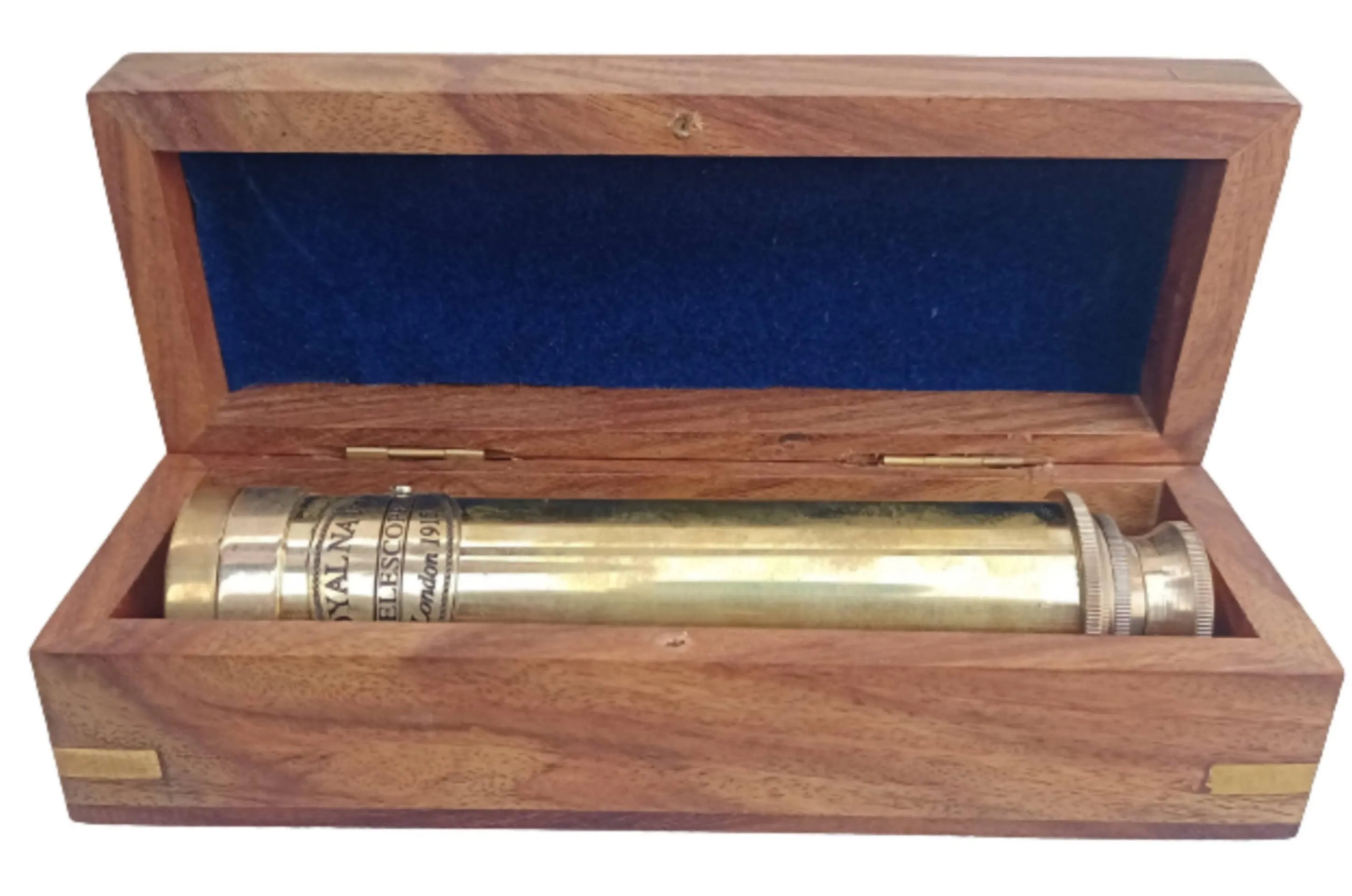Brass Telescope with Solid Wood Box Handmade Brass Telescope with Lens Cover