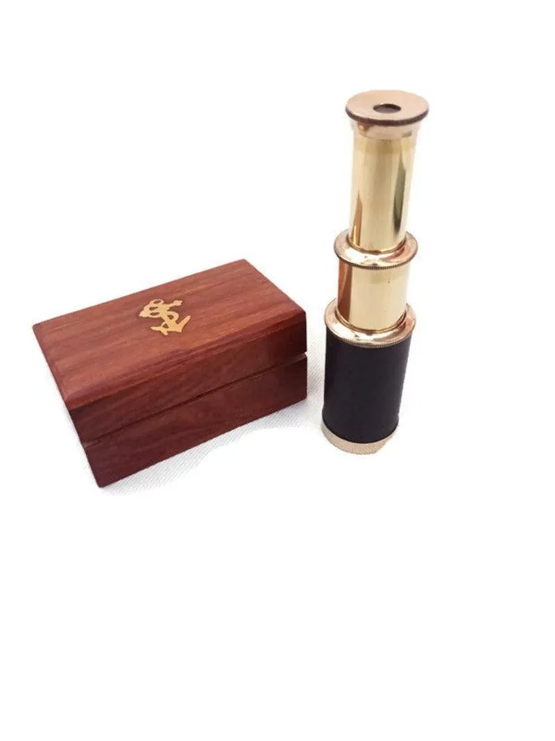 Brass Telescope with Wooden Box, Toys for Children