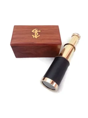 Brass Telescope with Wooden Box, Toys for Children