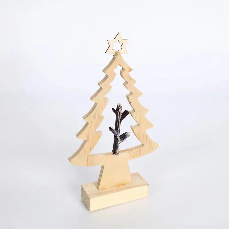 Bulk Hollow-out Xmas Tree Ornaments with Top Five-pointed Star for Home Tabletop Decor Gifts Wholesale