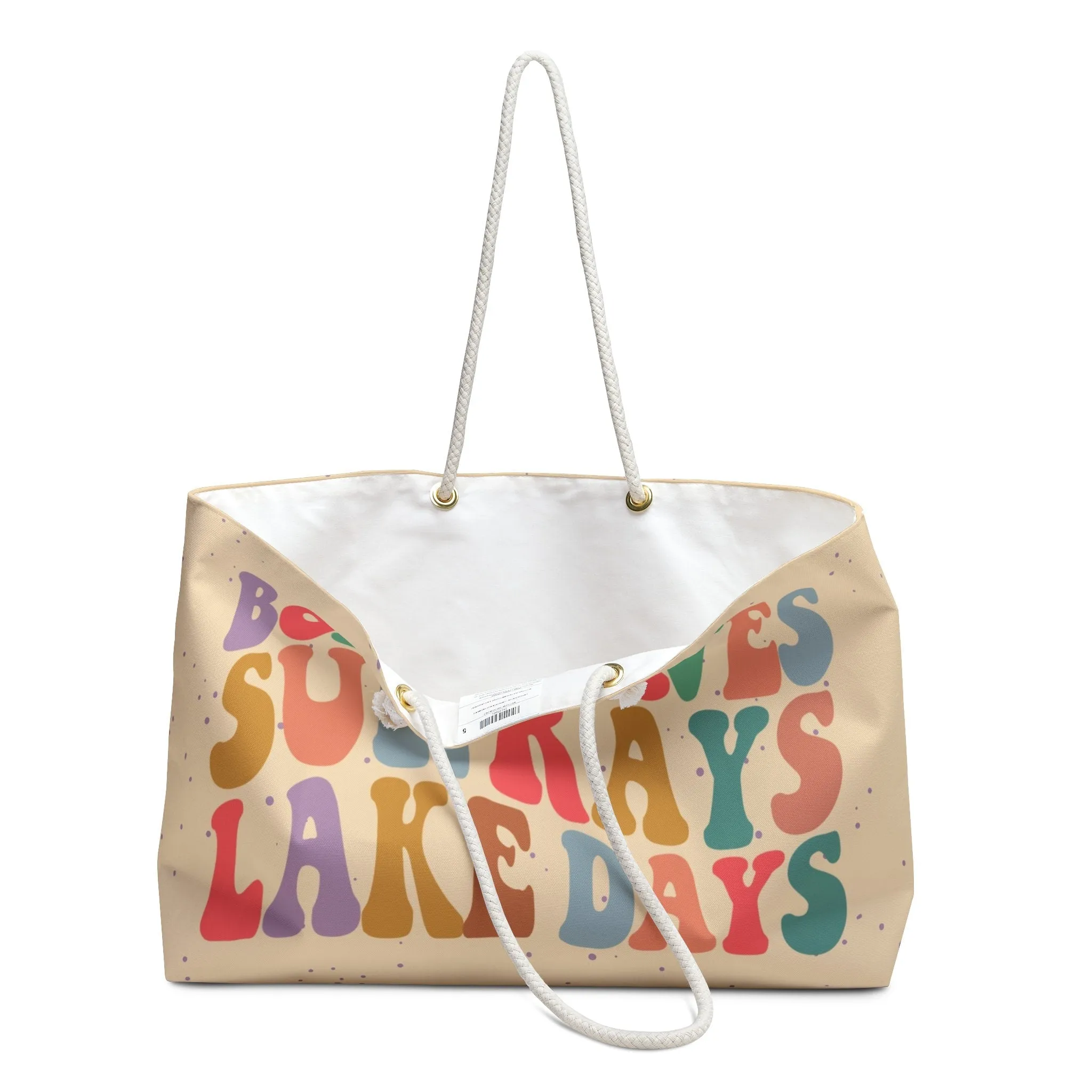 Canvas Weekender Tote Bag for Lake Trips