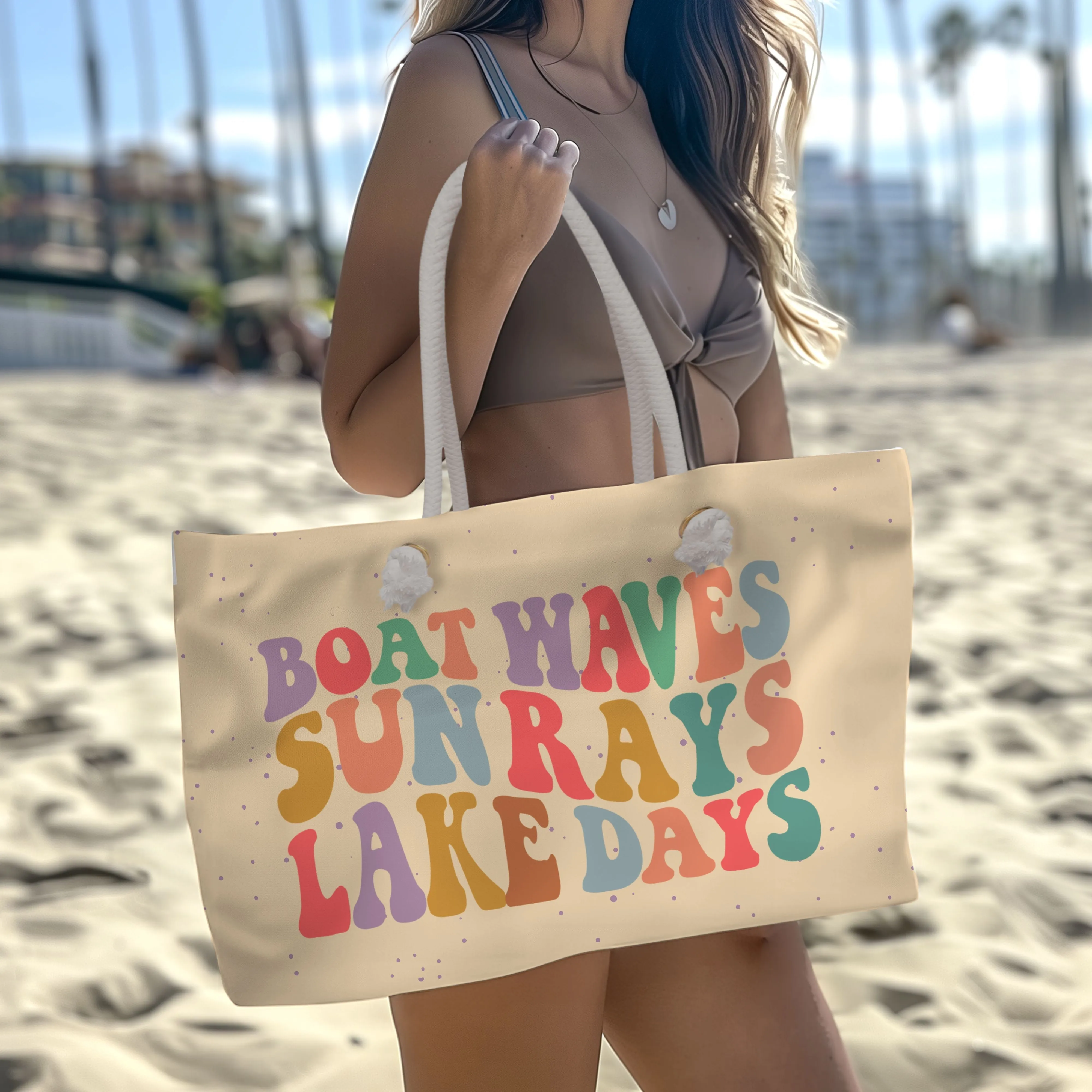 Canvas Weekender Tote Bag for Lake Trips