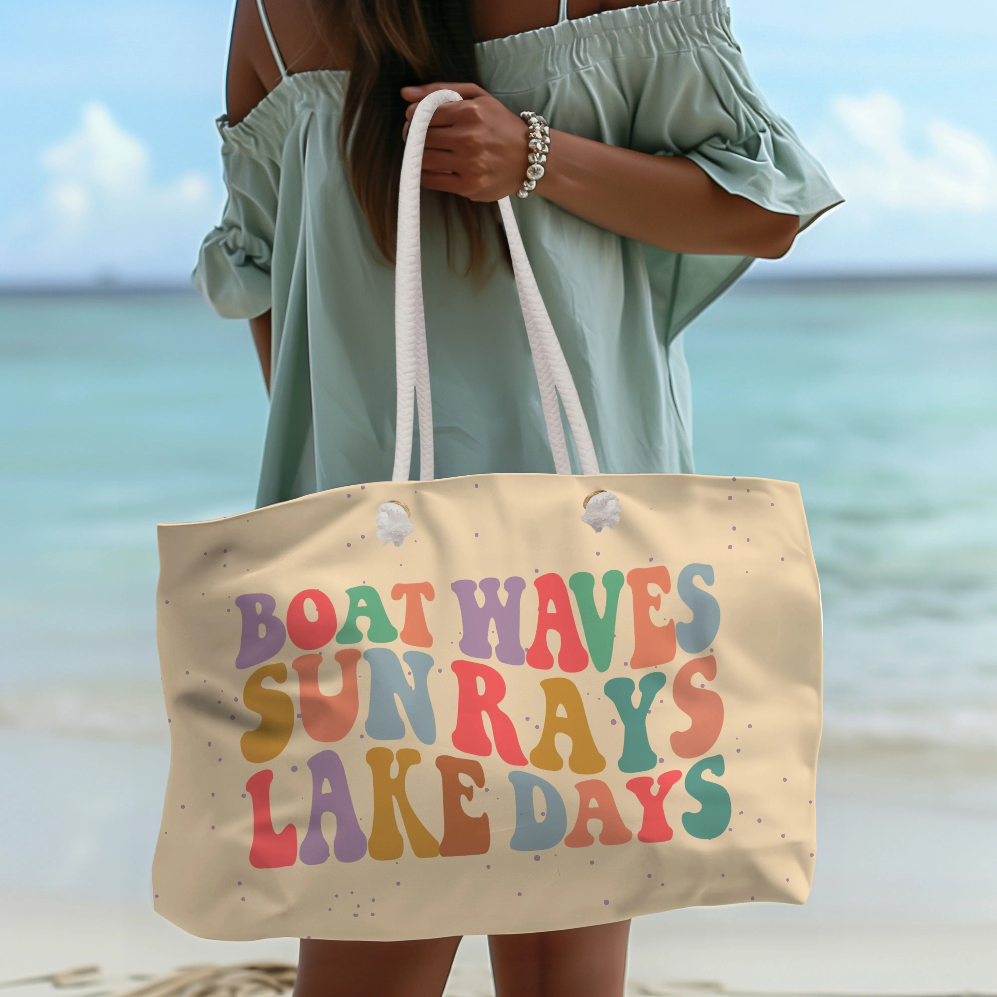 Canvas Weekender Tote Bag for Lake Trips