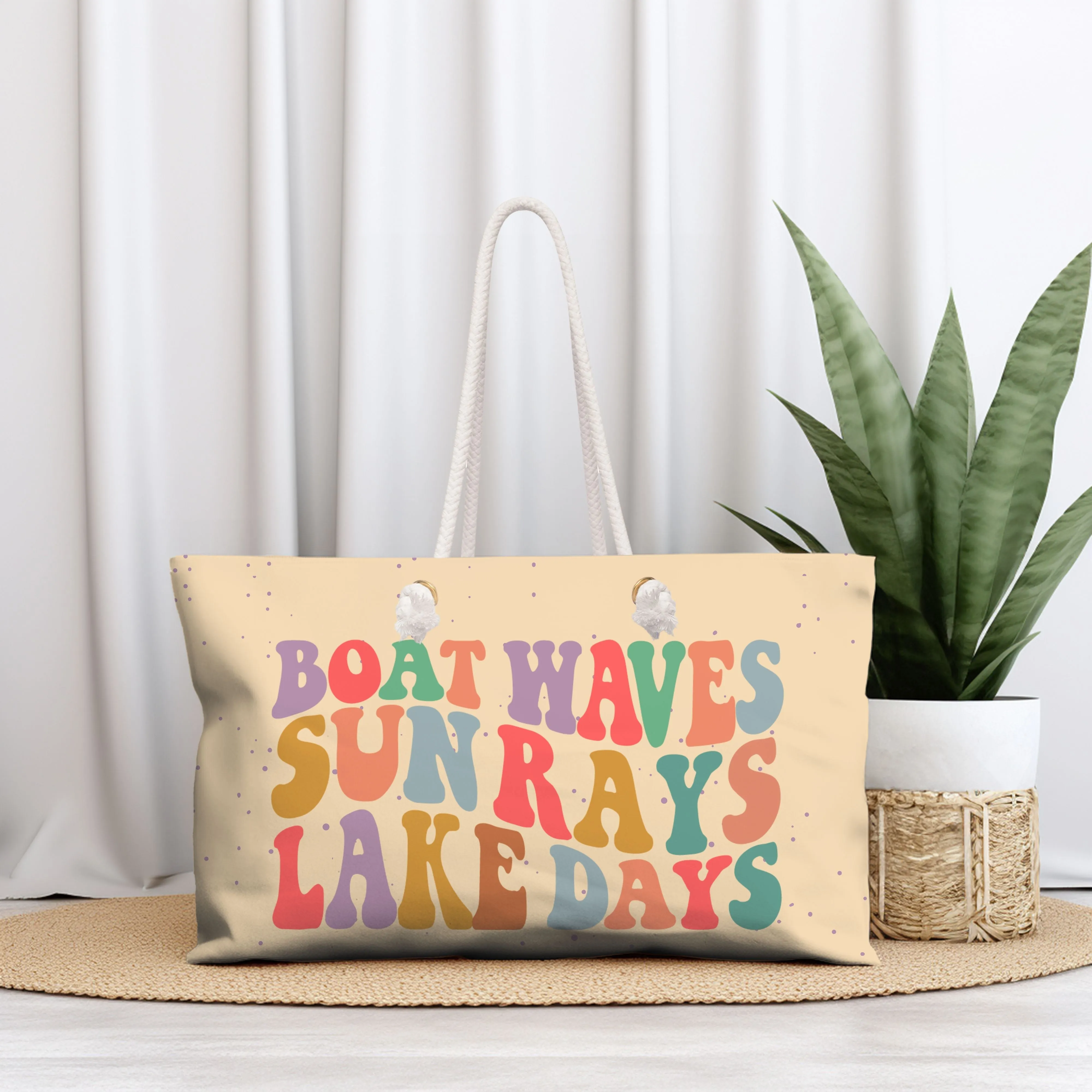 Canvas Weekender Tote Bag for Lake Trips