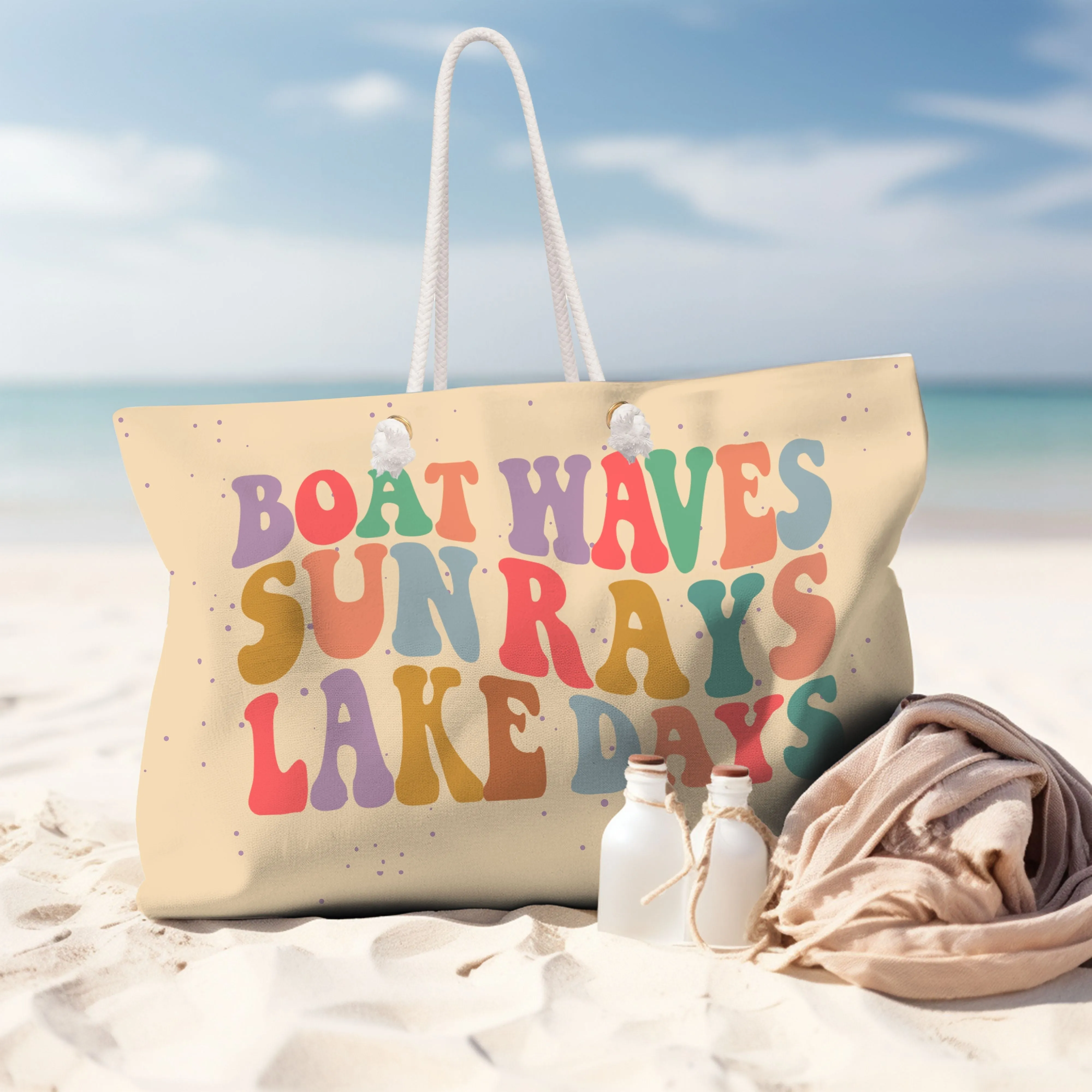 Canvas Weekender Tote Bag for Lake Trips