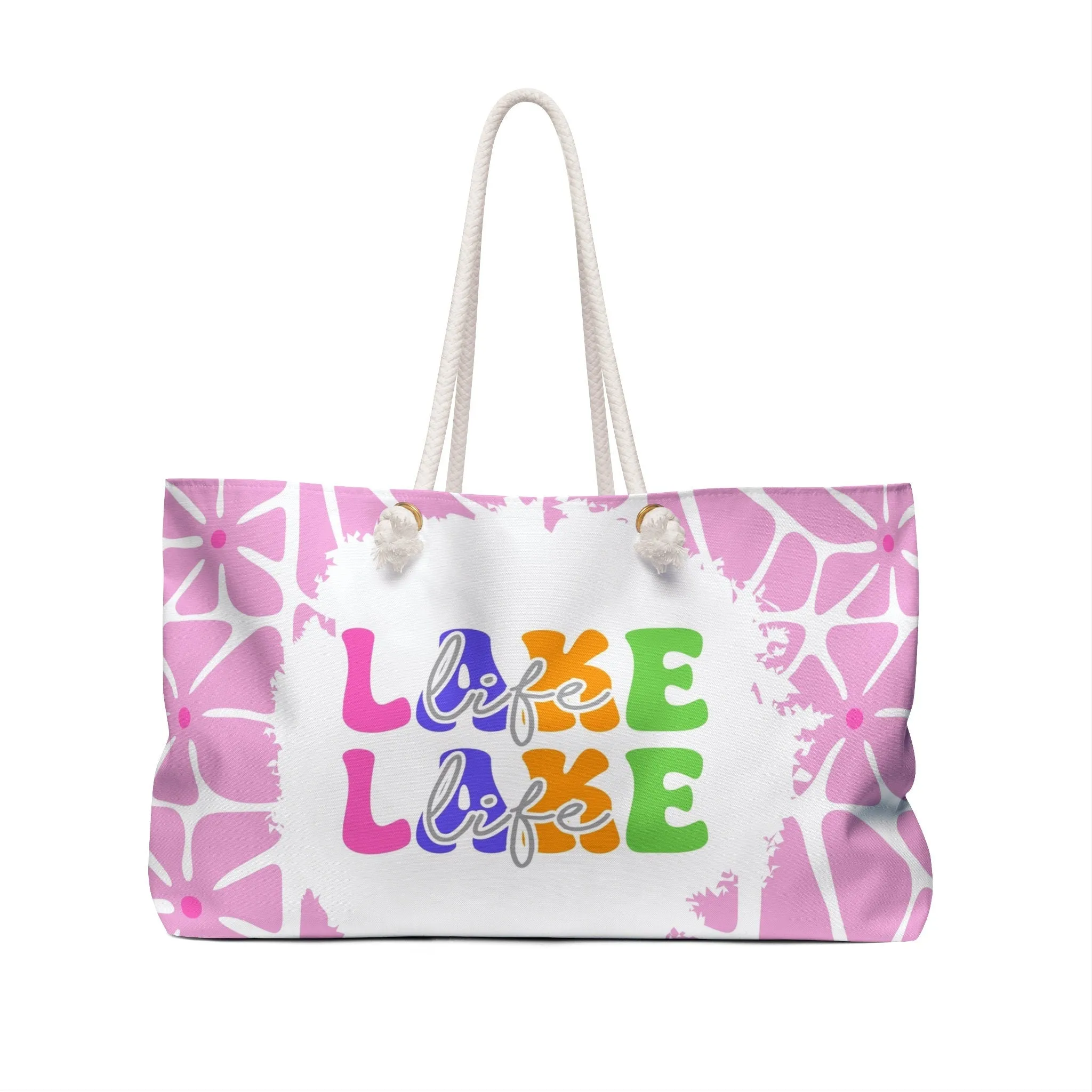 Colorful Pink Canvas Weekender Tote Bag