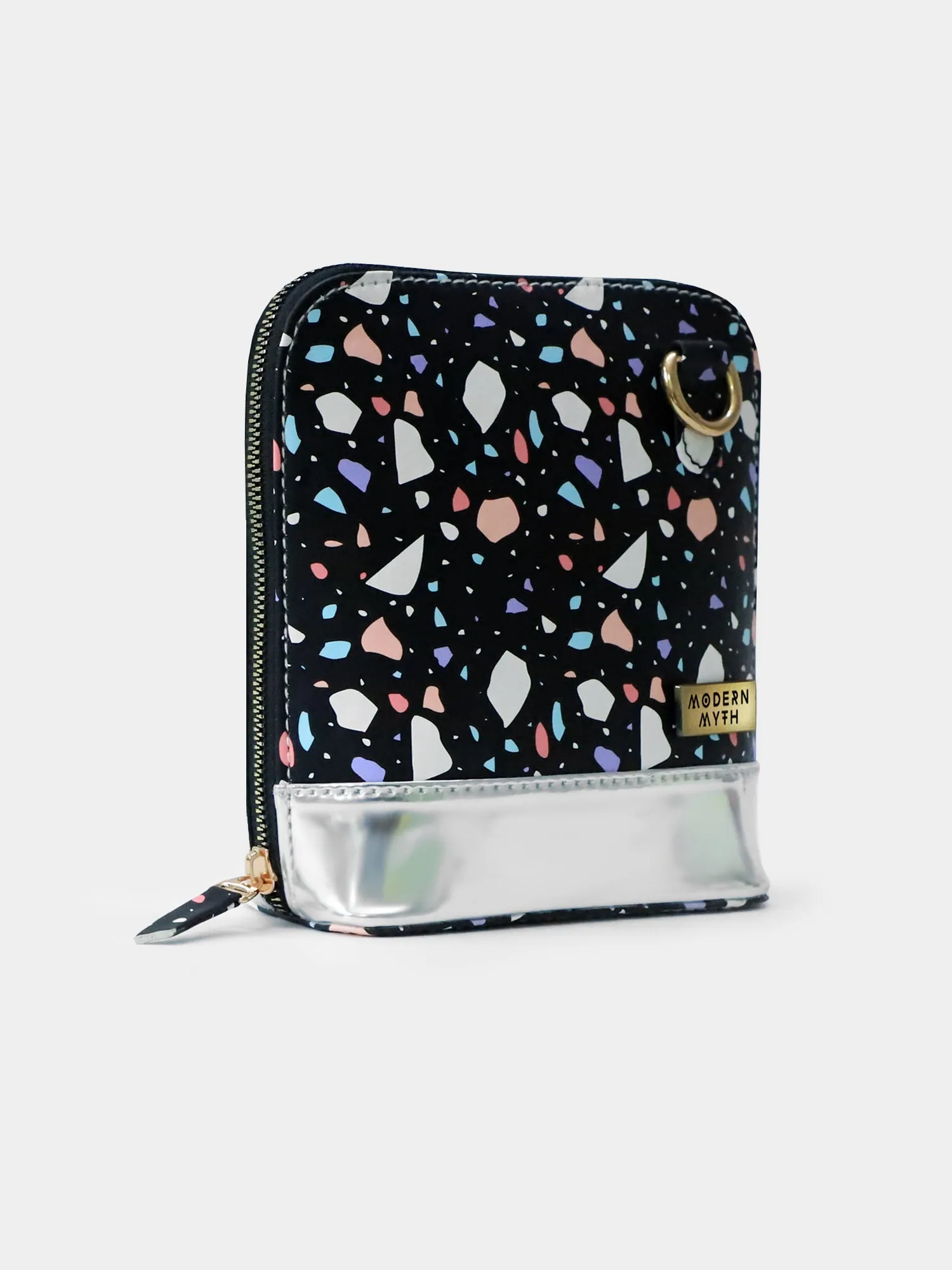 Cosmo Caravan Black & Silver Printed Crossbody Bag | Modern Myth