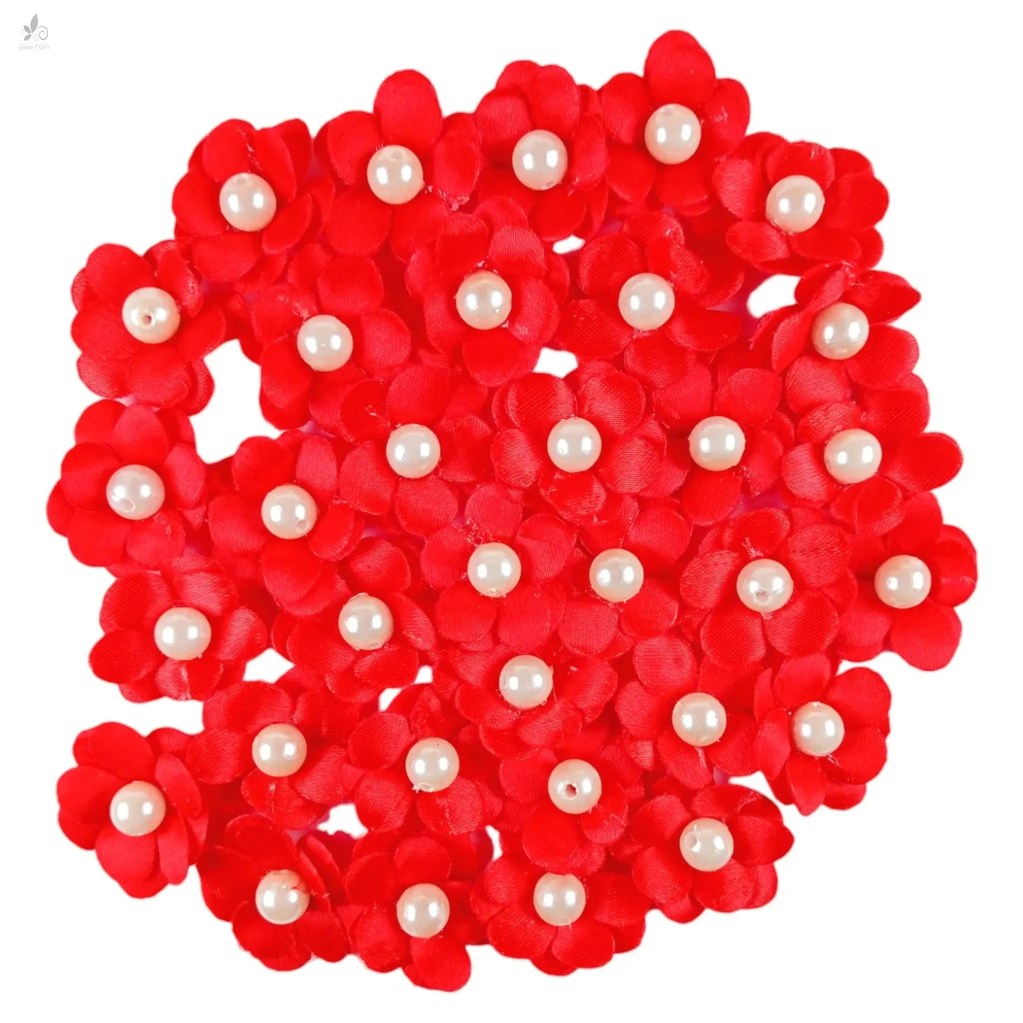 Decorative Moti Sain Fabric Flower for Trousseau Decoration Craft or Textile, 100 Pcs - Design 145