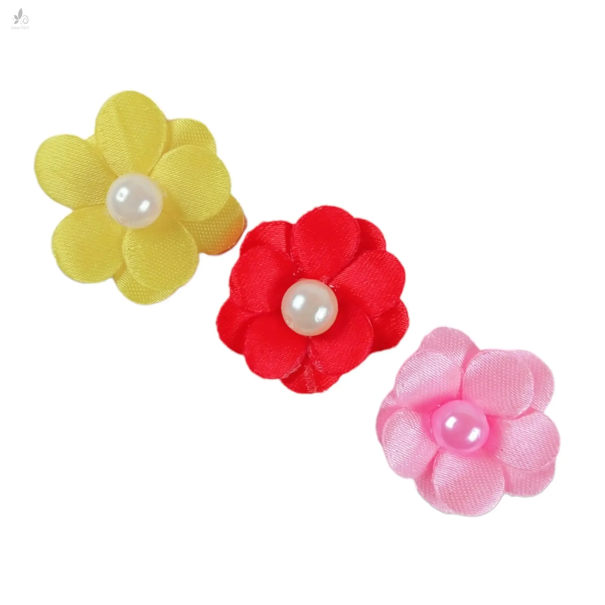 Decorative Moti Sain Fabric Flower for Trousseau Decoration Craft or Textile, 100 Pcs - Design 145