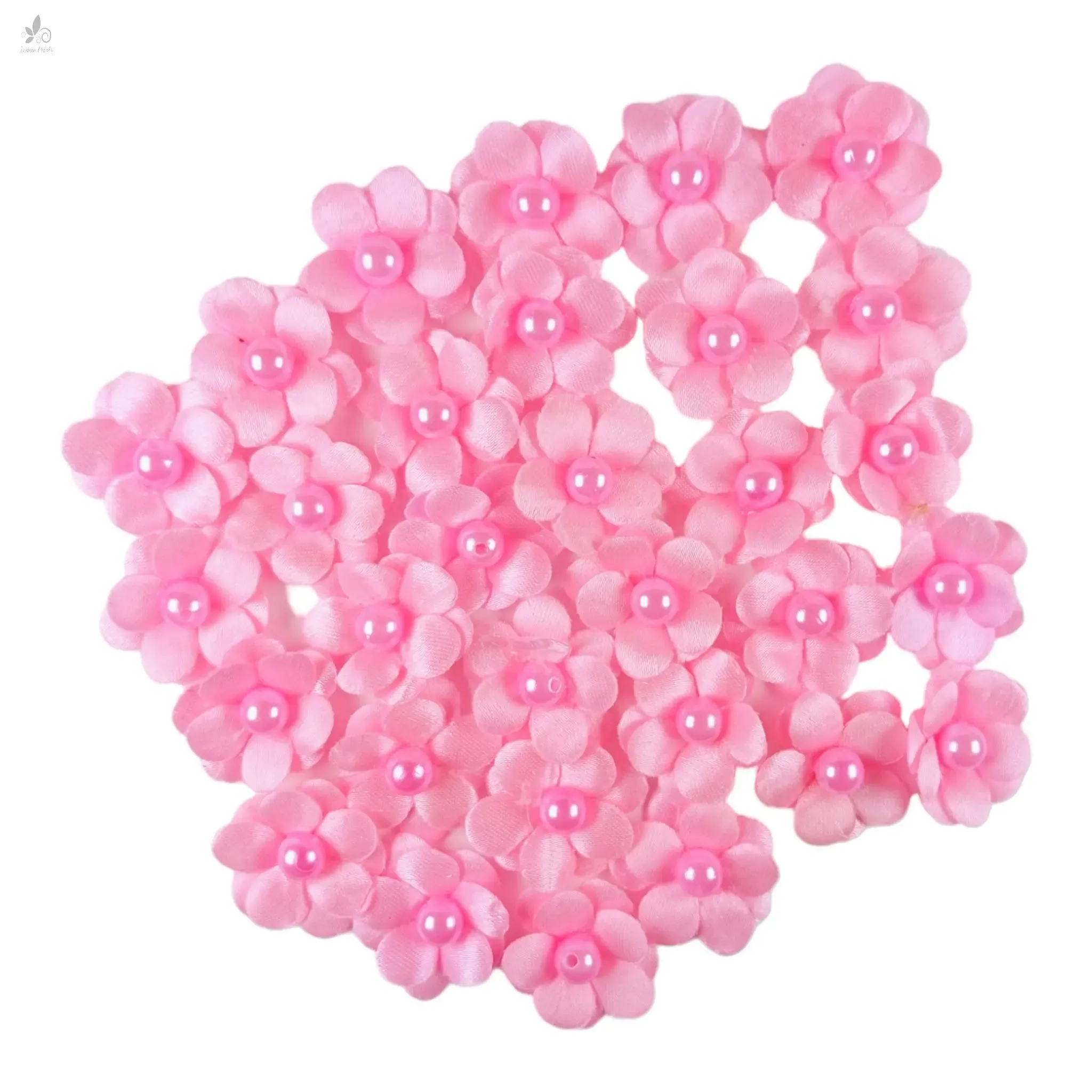 Decorative Moti Sain Fabric Flower for Trousseau Decoration Craft or Textile, 100 Pcs - Design 145