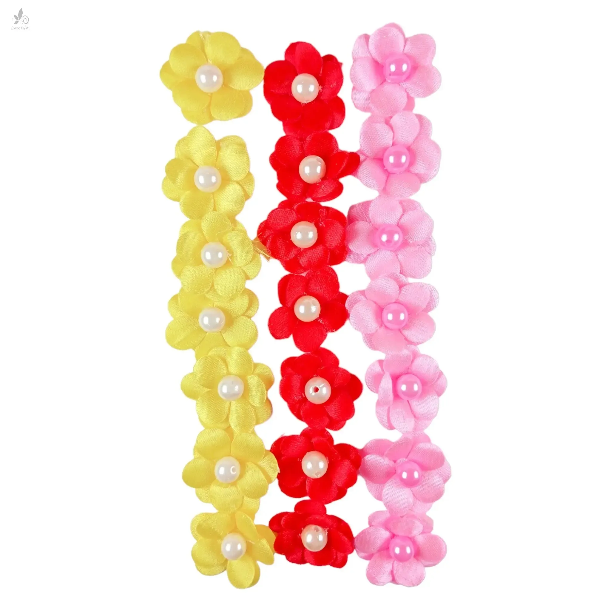 Decorative Moti Sain Fabric Flower for Trousseau Decoration Craft or Textile, 100 Pcs - Design 145