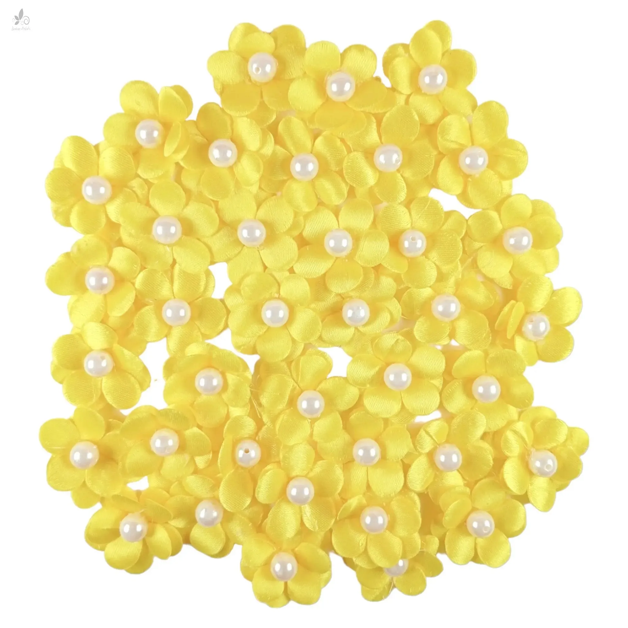 Decorative Moti Sain Fabric Flower for Trousseau Decoration Craft or Textile, 100 Pcs - Design 145